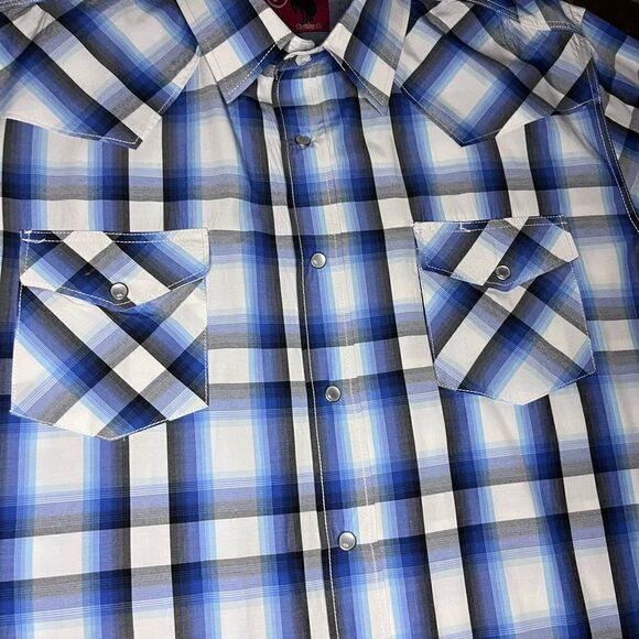 Rodeo Blue plaid pearl snap button down sz XL - Picture 2 of 8